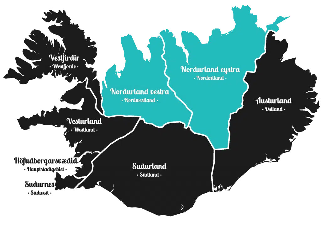 Island - Norden der Insel - Markierung - Regionen