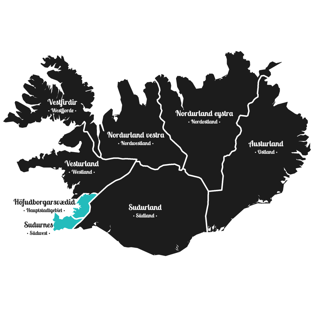 Island - Südwesten der Insel - Markierung - Regionen