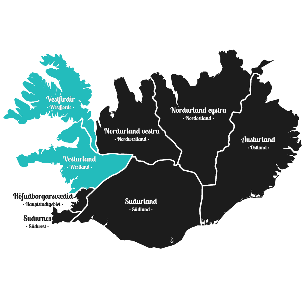 Island - Westen der Insel - Markierung - Regionen